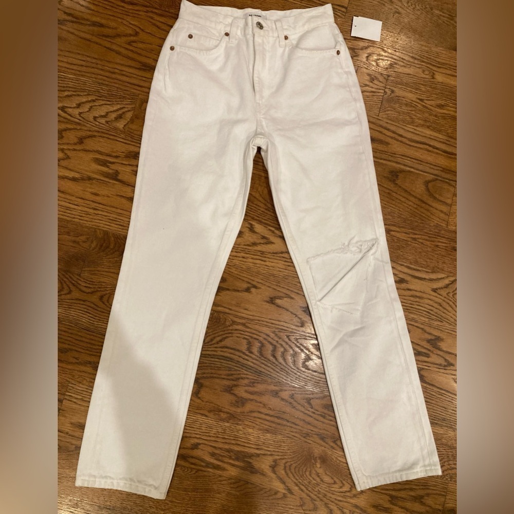 Re/Done Redone‎ Original High Rise Ankle Crop Stretch White Jeans Size 26…